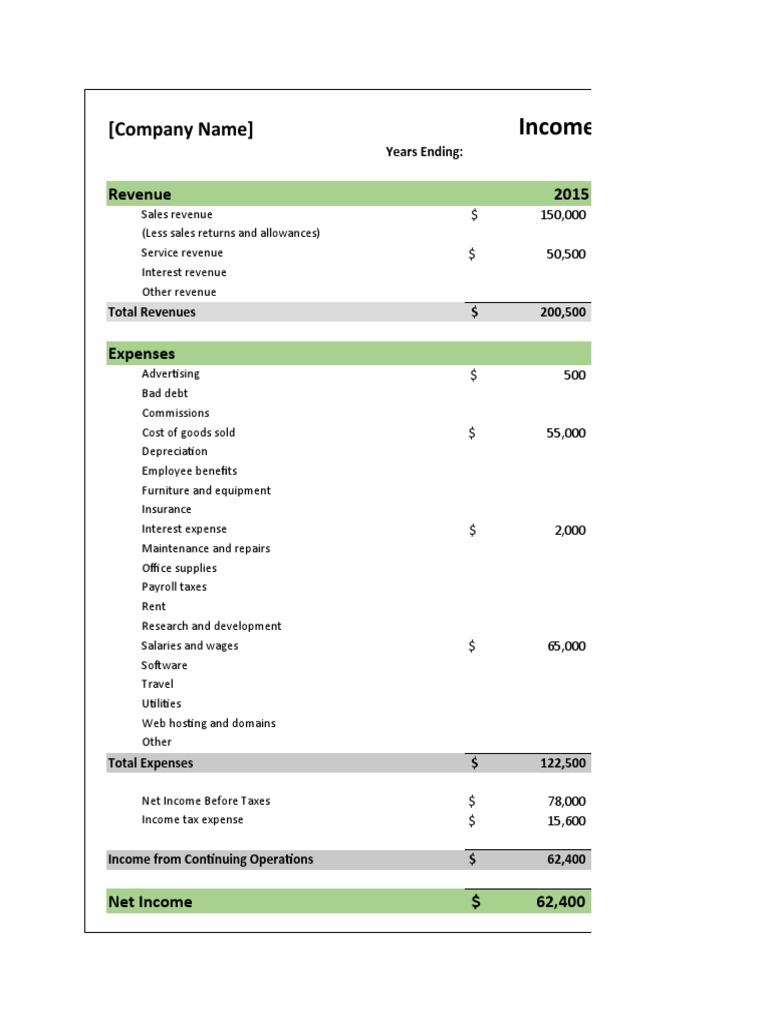 Income Statement Template Excel | PDF | Finance & Money Management