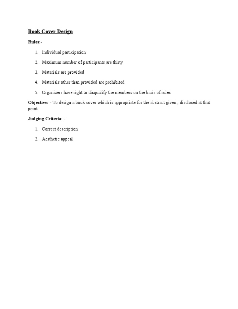 Book Cover Design Contest Rules | PDF