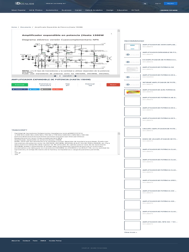 Diseño de un amplificador de potencia expandible de hasta 1500W con