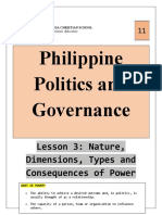 Philippine Politics and Governance: Lesson 3: Nature, Dimensions, Types and Consequences of Power