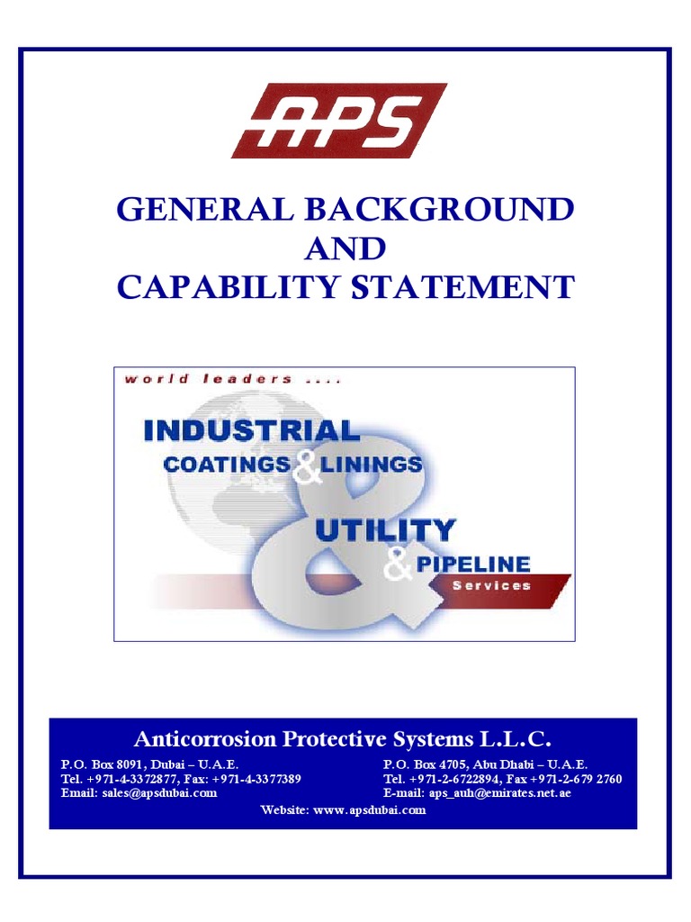 APS - New Capability Statement | PDF | Epoxy | Pipeline Transport