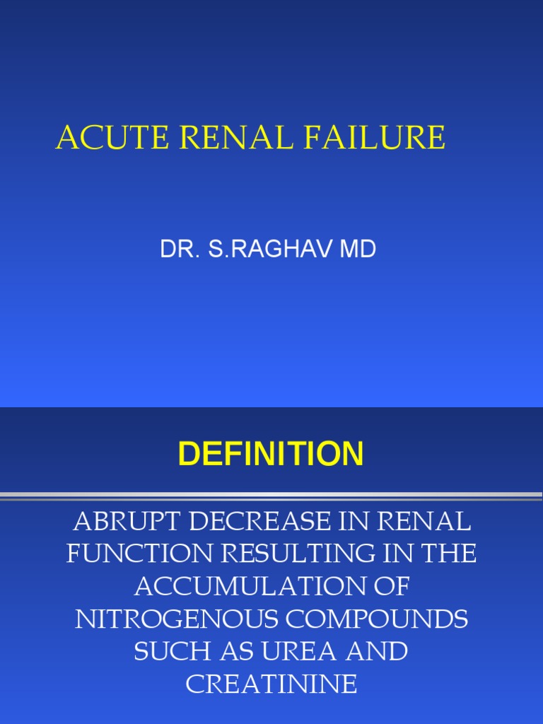Acute Renal Failure Renal Function Chronic Kidney Disease
