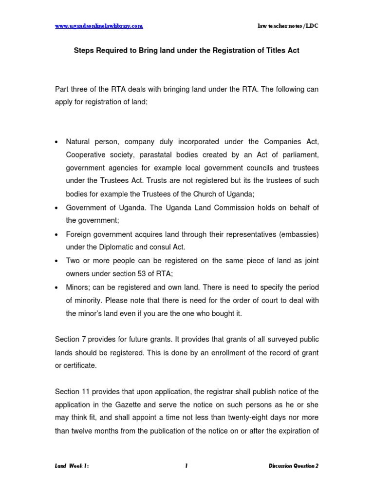 Steps for Land Registration under RTA | PDF | Trustee | Civil Law ...