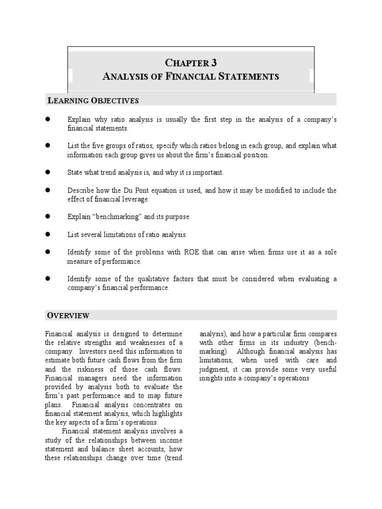 REVIEWER Chapter 3 Analysis of Financial Statements | PDF | Equity ...