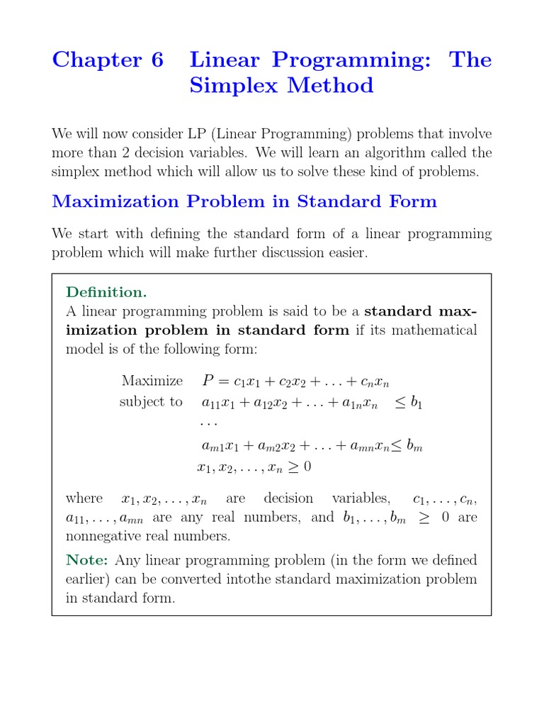Simplex Method | PDF | Linear Programming | Theoretical Computer Science