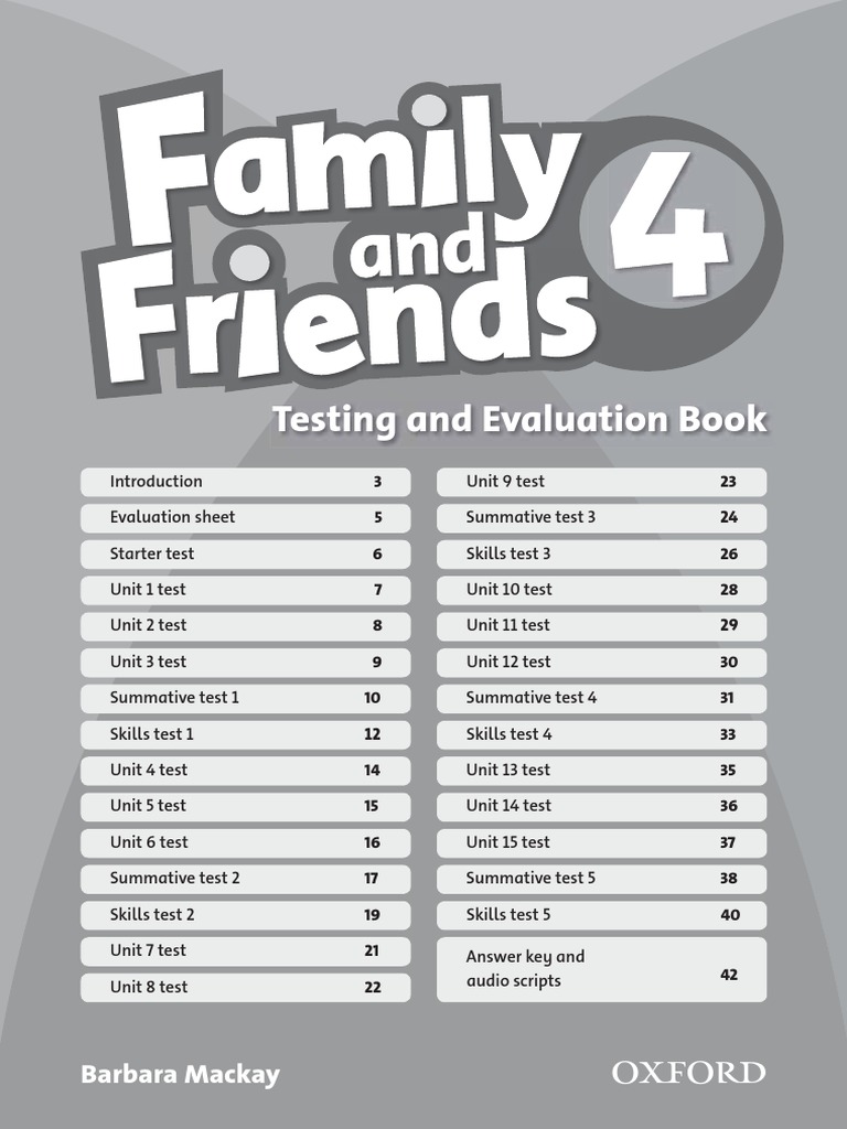 Family Friends 4 Tests Pdf Educational Assessment Learning