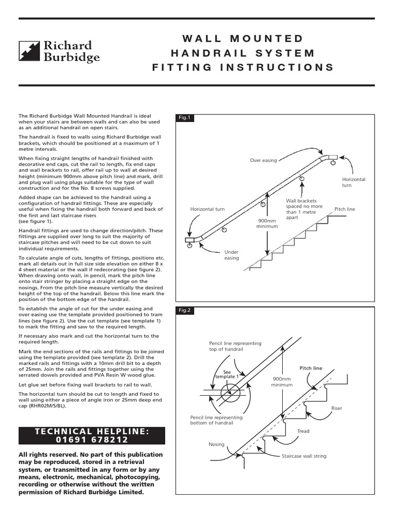 Wall Mounted Handrail System Fitting Instructions: Technical Helpline ...