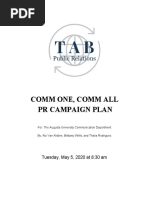 Comm One, Comm All PR Campaign Plan: Tuesday, May 5, 2020 at 8:30 Am