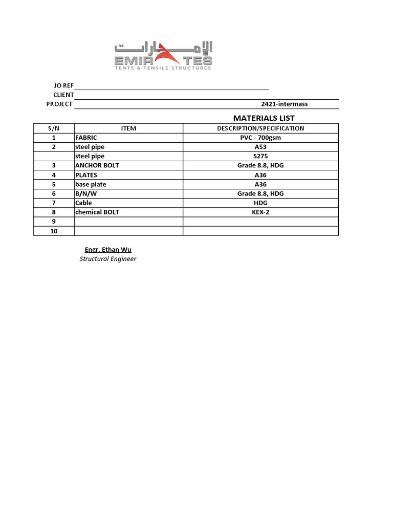 Material List 2421 PDF Architectural Design Architecture