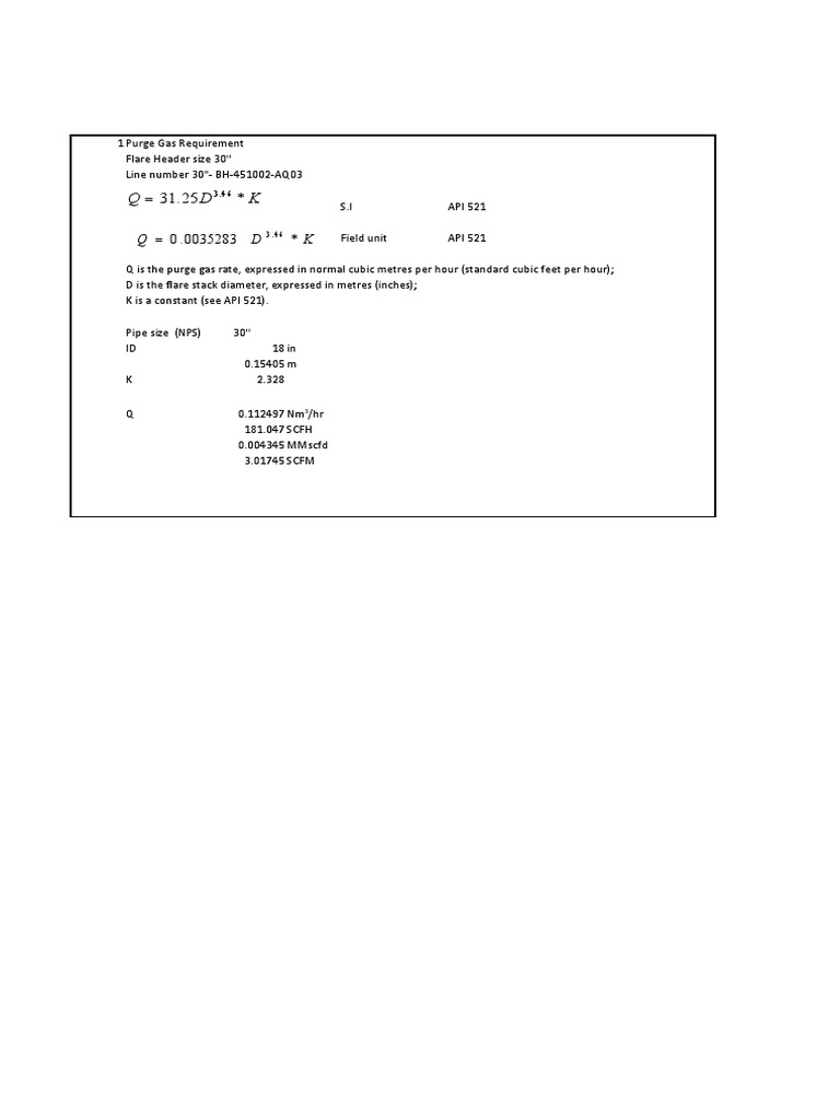 Process Calculation - Purge Gas Calculation | PDF
