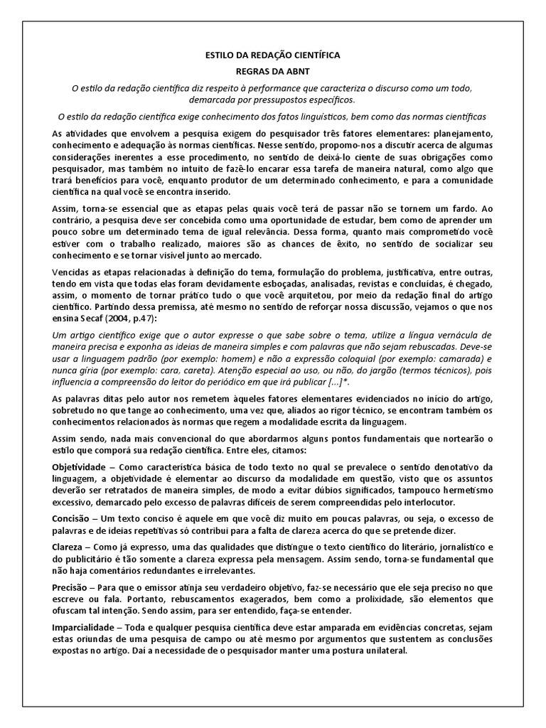 Estilo da Redação Científica | PDF | Science | Conhecimento