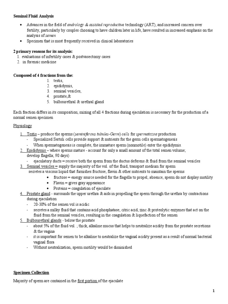Seminal Fluid Analysis | PDF | Sperm | Semen