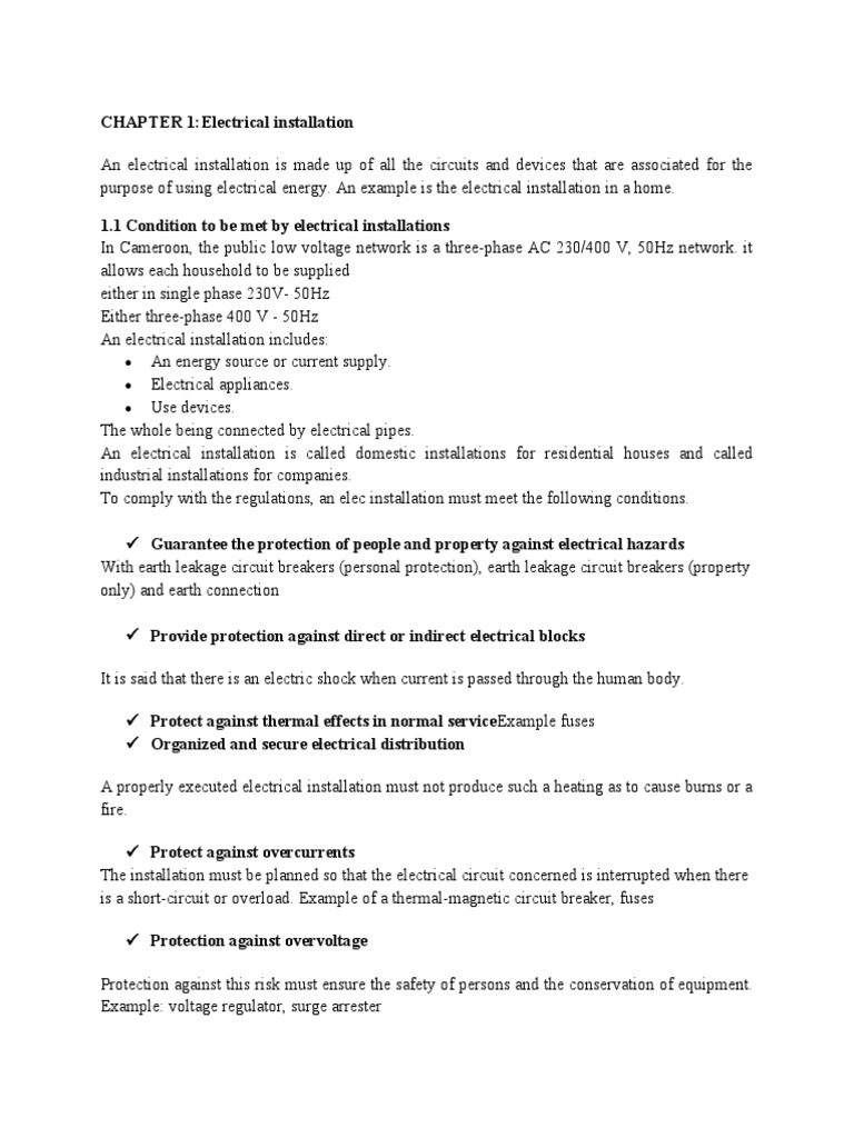 Electrical Installation Guidelines in Cameroon | PDF | Fuse (Electrical ...