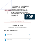 Note din „ASOCIAȚIA DE PROPRIETARI, Conform LEGE privind înființarea, organizarea și funcționarea asociațiilor de proprietari și administrarea condominiilor ( nr. 196 din 20 iulie 2018)”