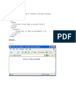 Program 1:: Write A HTML Program To Display Welcome Message