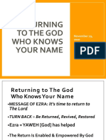 Return To The God Who Knows Your Name Ezra Chapter 2 11 29 2020