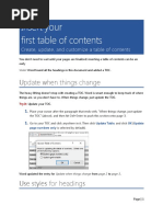 Insert Your First Table of Contents: Update When Things Change