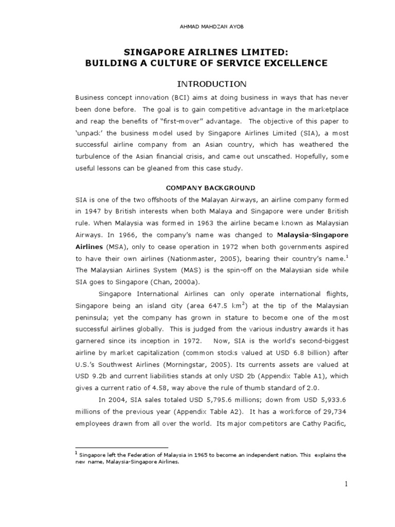 SIA's Culture of Service Excellence | PDF | Business | Finance & Money ...