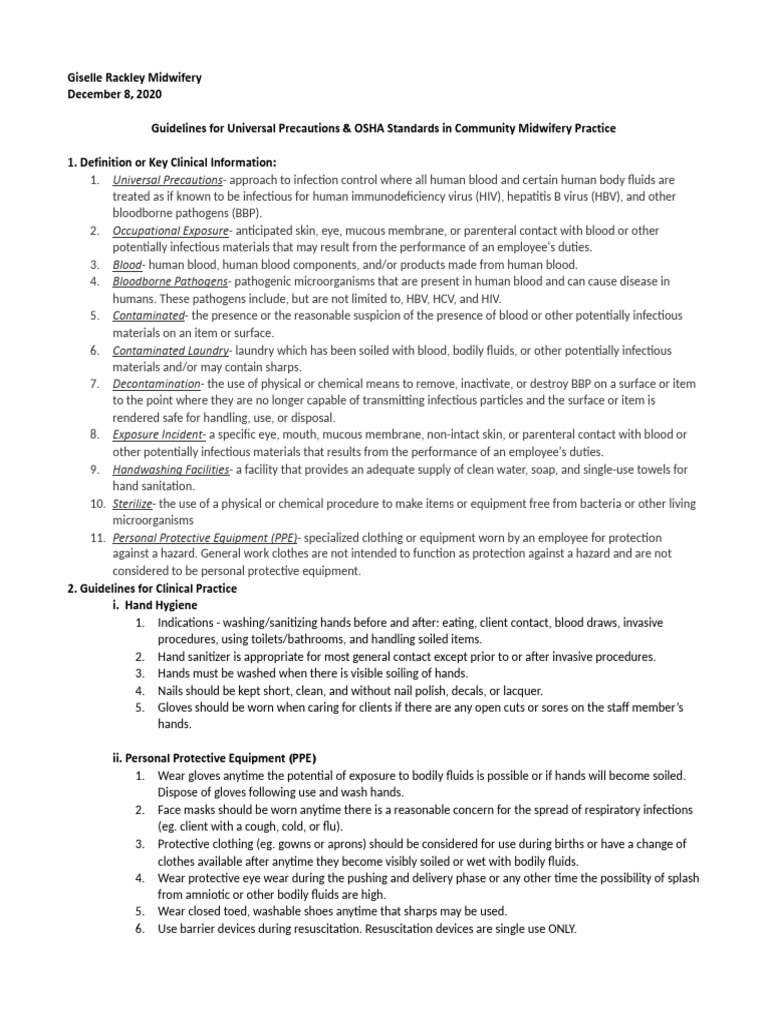 Updated Universal Precautions Guideline GGR PDF Public Health