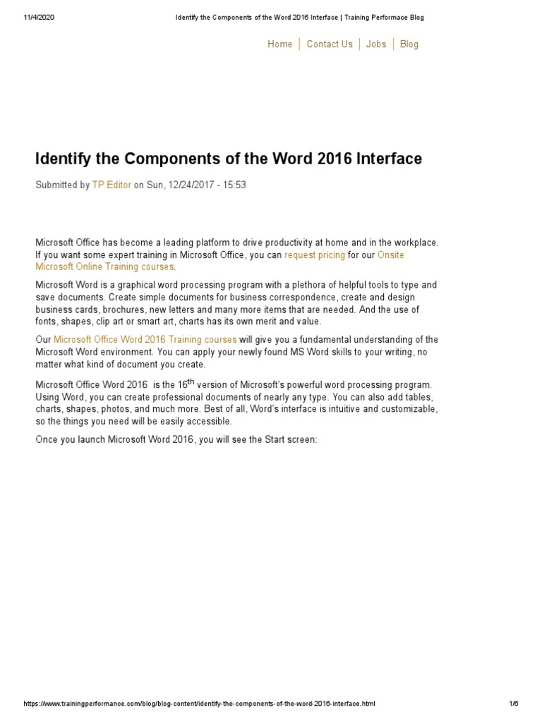 Word 2016 Interface Components Explained | PDF | System Software ...