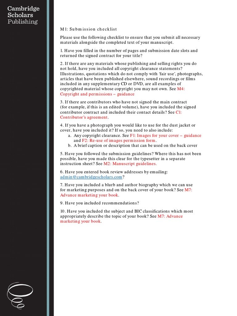 M1 Submission Checklist | PDF