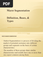 Maret Segmentation Définition, Bases, & Types: Arshad Islam Lecturer The City University Peshawar