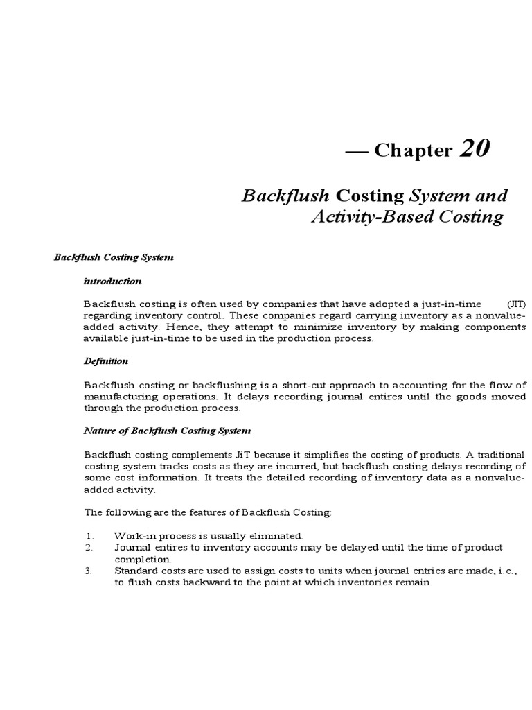 Backflush Costing in Manufacturing Systems | PDF | Cost Of Goods Sold ...