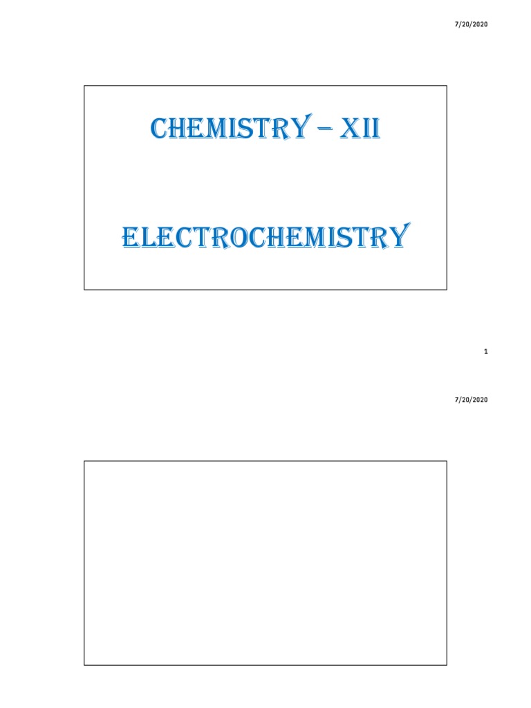 Electrochemistry Lecture Notes PDF Redox Electrochemistry