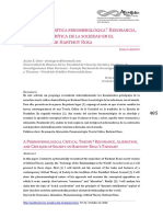 ¿Una Teoría Crítíca Fenomenológíca? Resonancía, Alíenacíon y Crítíca de La Socíedad en El Pensamíento de Hartmut Rosa