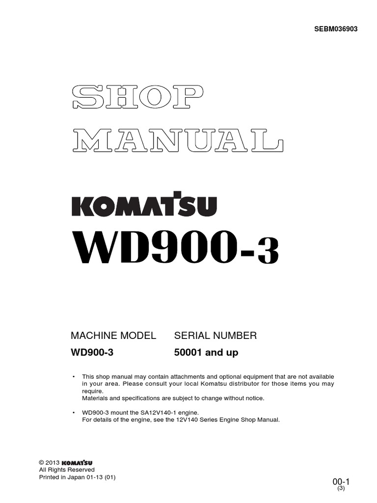 WD900-3 SM 50001+ Ing Sebm036903 PDF | PDF | Axle | Steering