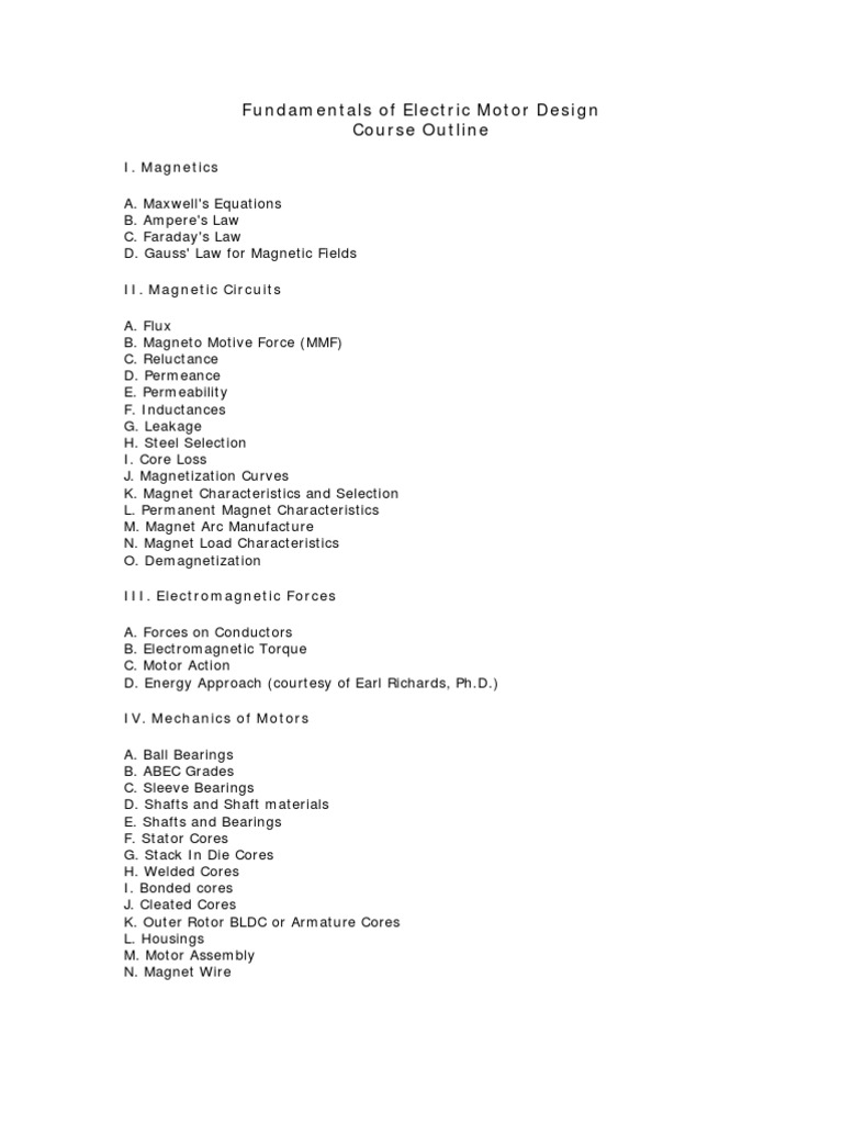 Fundamentals of Electric Motor Design PDF