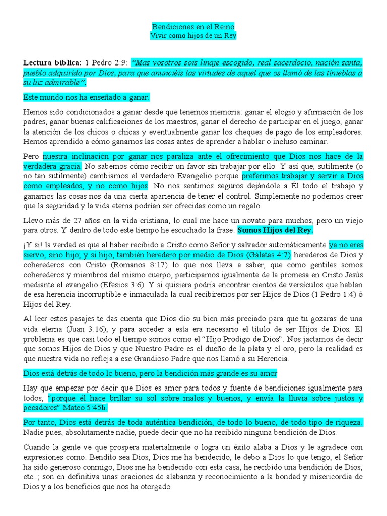Bendiciones del Rey en nuestra vida | PDF | Bendición | Jacob
