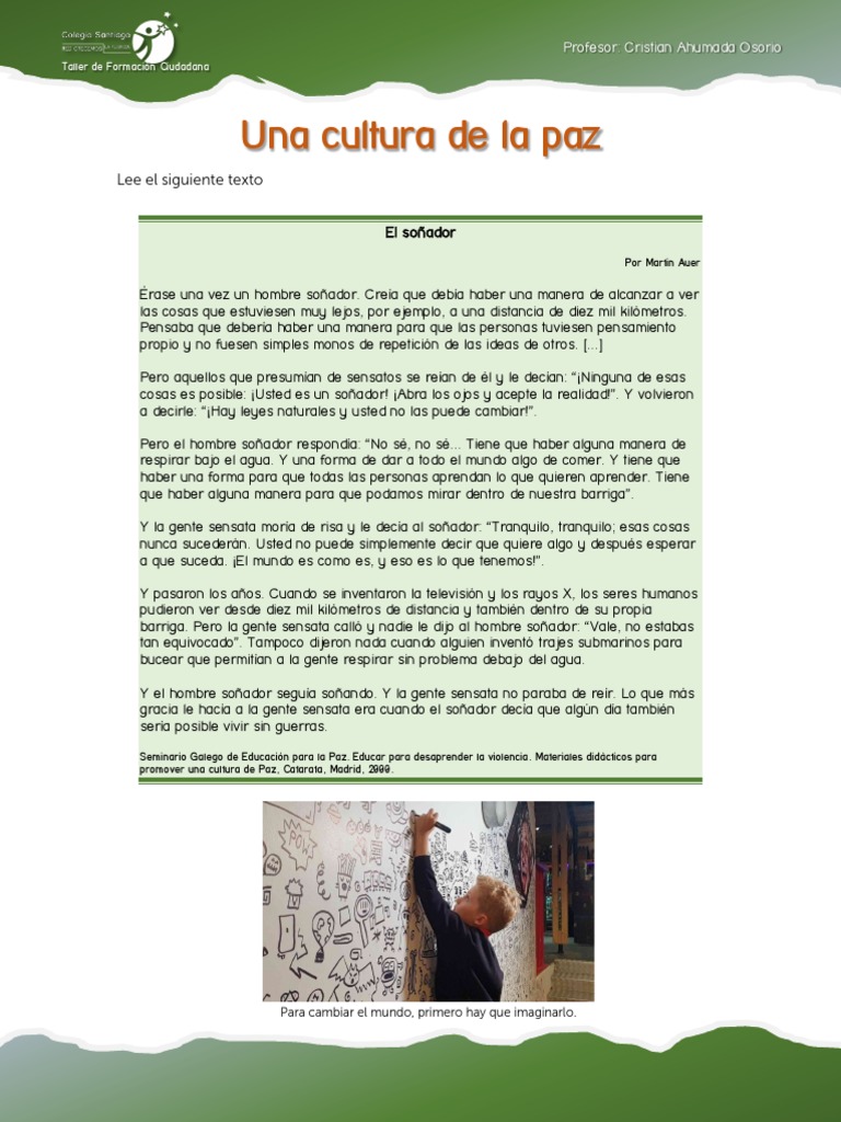 La Cultura de la Paz y el Soñador | PDF | Paz | Violencia