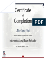 Team Player Award Interprofessional Team Behavior Simulation 2020 Abdi