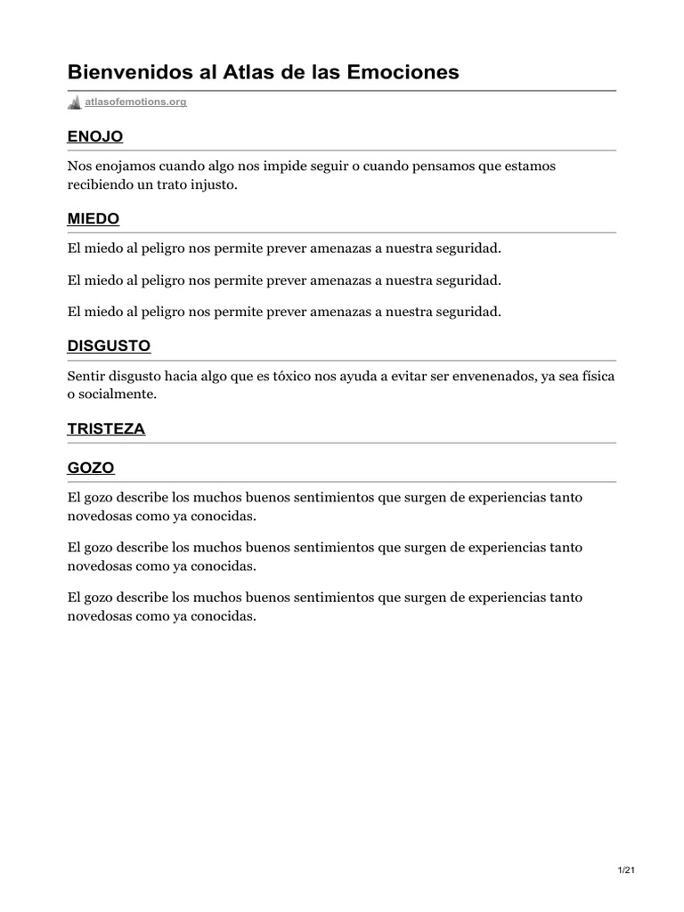 Bienvenidos Al Atlas de Las Emociones | PDF | Temor | Acción (filosofía)
