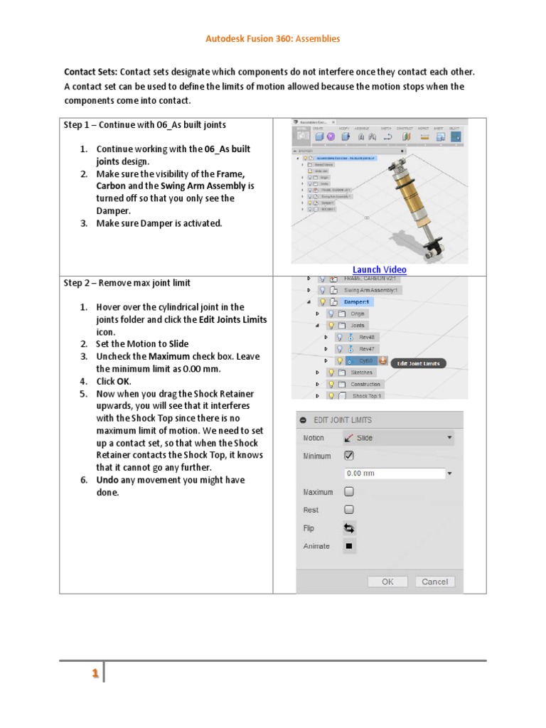 Fusion 360 contact sets limit motion | PDF