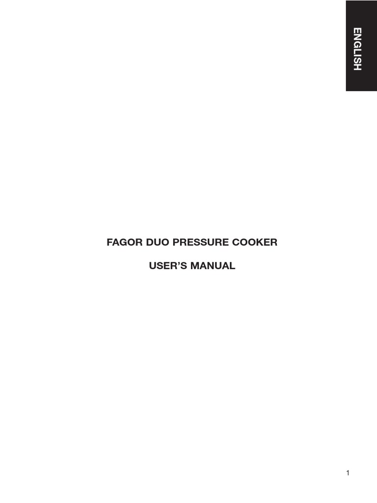 Fagor Duo Pressure Cooker User Manual PDF Pressure Cooking