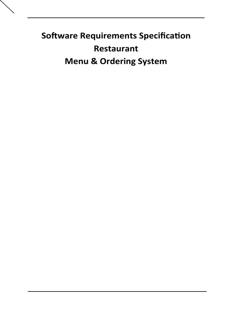 Software Requirements Specification Restaurant Menu & Ordering System ...