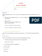 Final Exam Economics Formanagers: 1. The Macroeconomic Effects of The Indexation of Wages (2 Points)