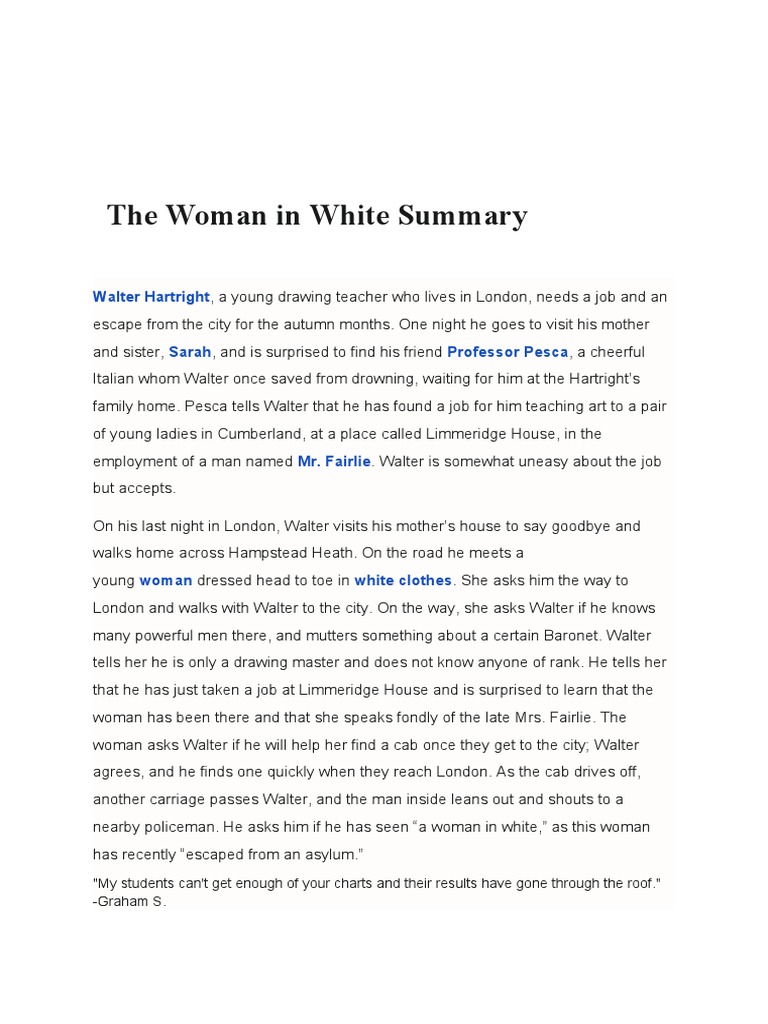 The Woman in White Summary PDF The Woman In White (Novel)
