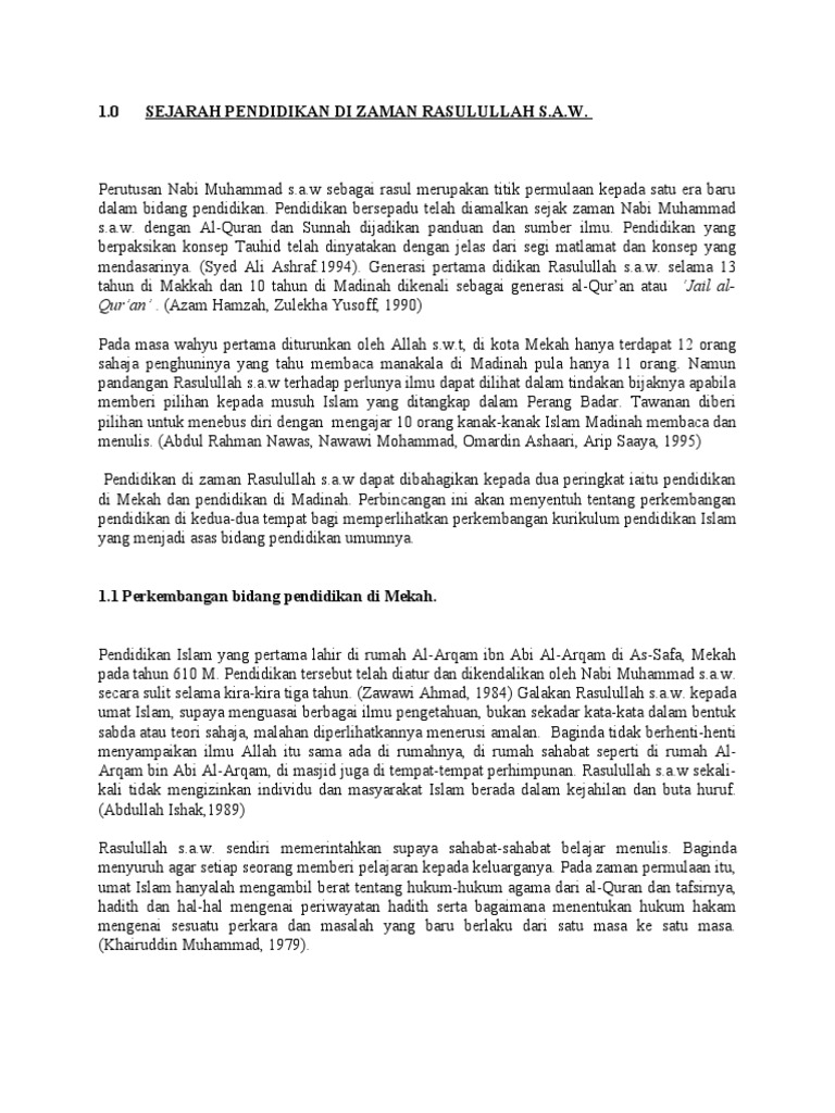 Pendidikan Islam Zaman Rasulullah S.A.W. | PDF | Agama & Spiritualitas