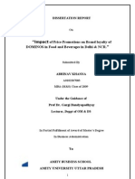 Impact of Price Promotions On Brand Loyalty of DOMINOS in Food and Beverages in Delhi & NCR.