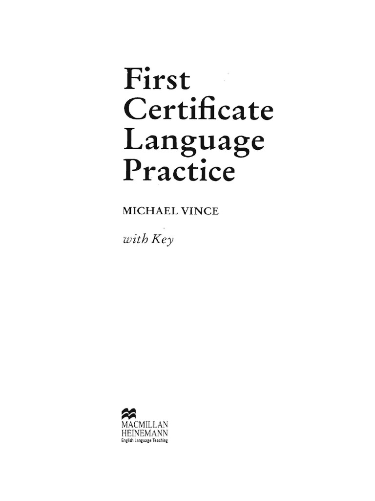 Vince Michael First Certificate Language Practice With Key PDF | PDF