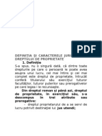 DREPTUL DE PROPRIETATE Notiune Si Caractere