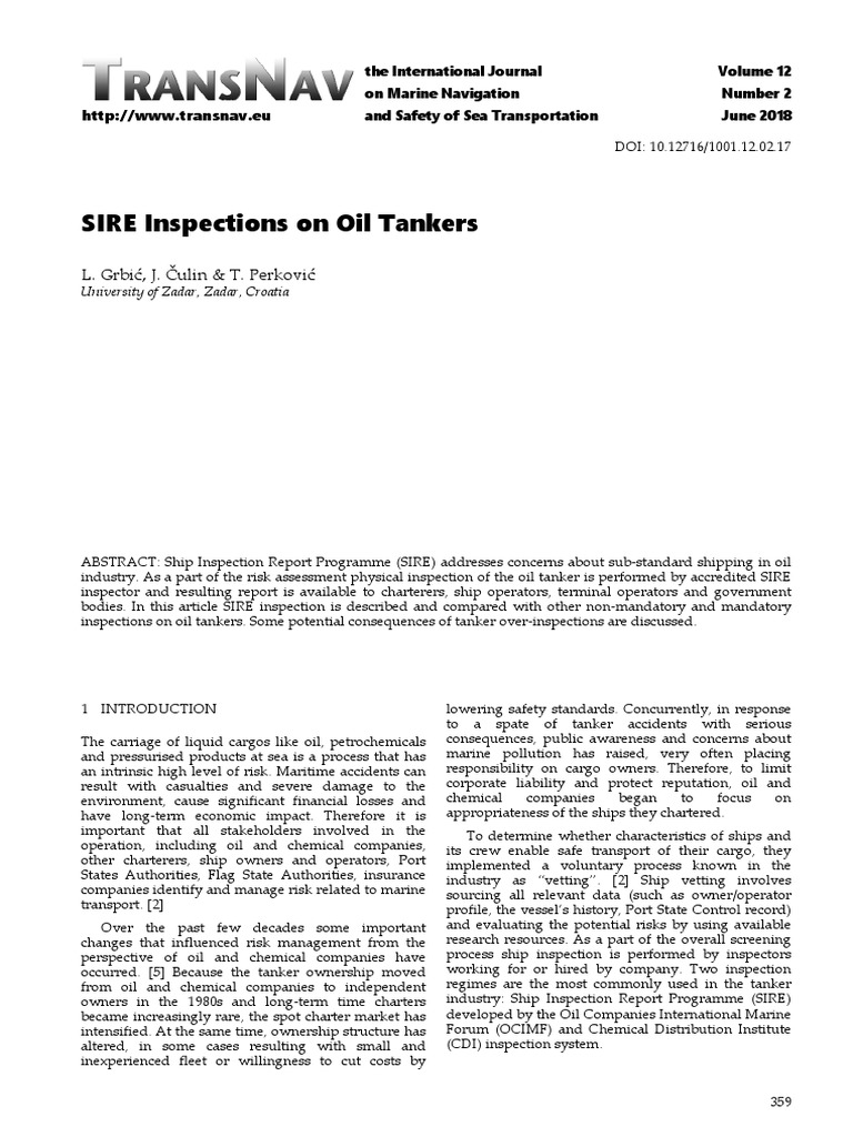 SIRE Inspections for Oil Tankers Explained | PDF | Oil Tanker | Ships