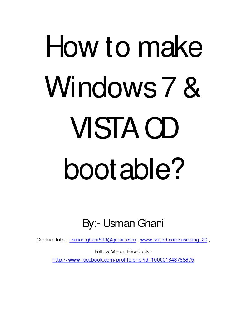 How To Make Windows 7 & Vista Bootable CD PDF Booting Microsoft