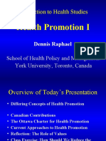 Introduction to Health Studies: Differing Concepts of Health Promotion