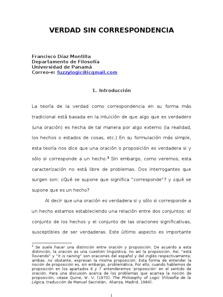 Verdad Sin Correspondencia - 