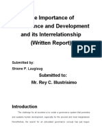 The Importance of Governance and Development and Its Interrelationship (Written Report)