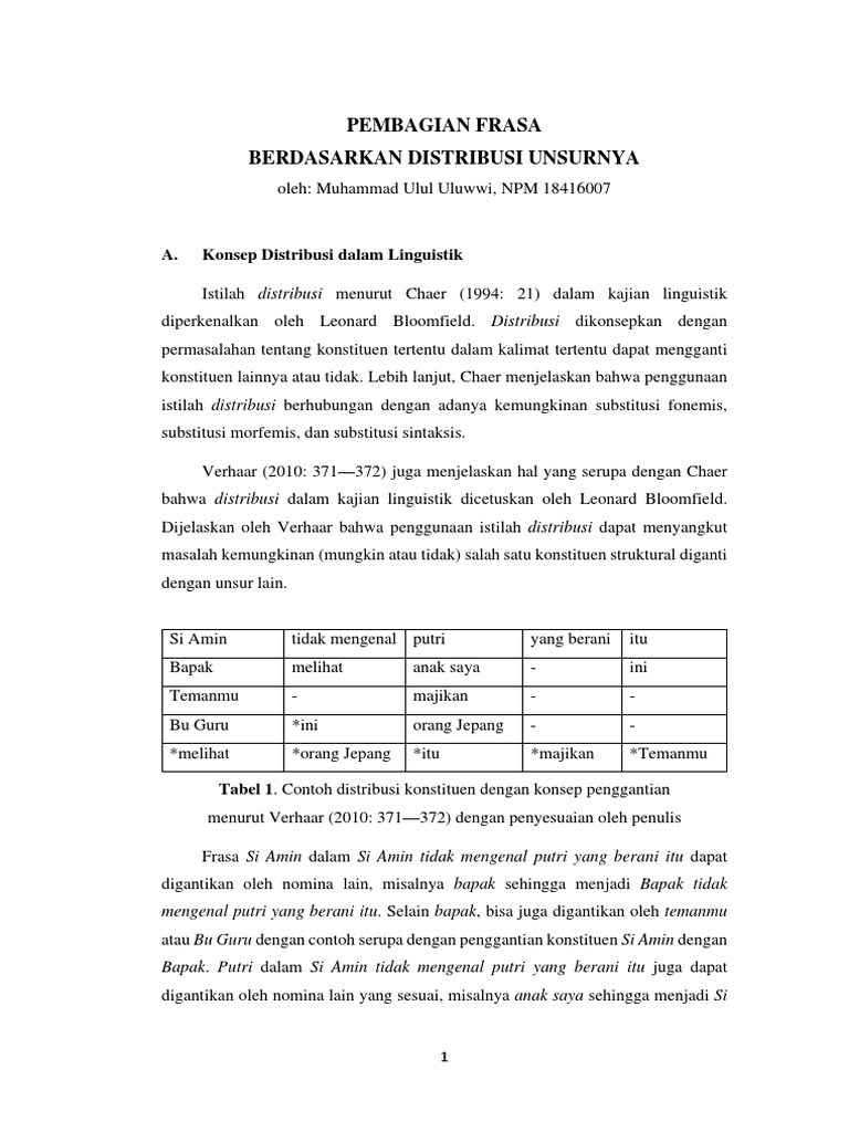 Frasa Berdasarkan Distribusi Unsurnya Pdf